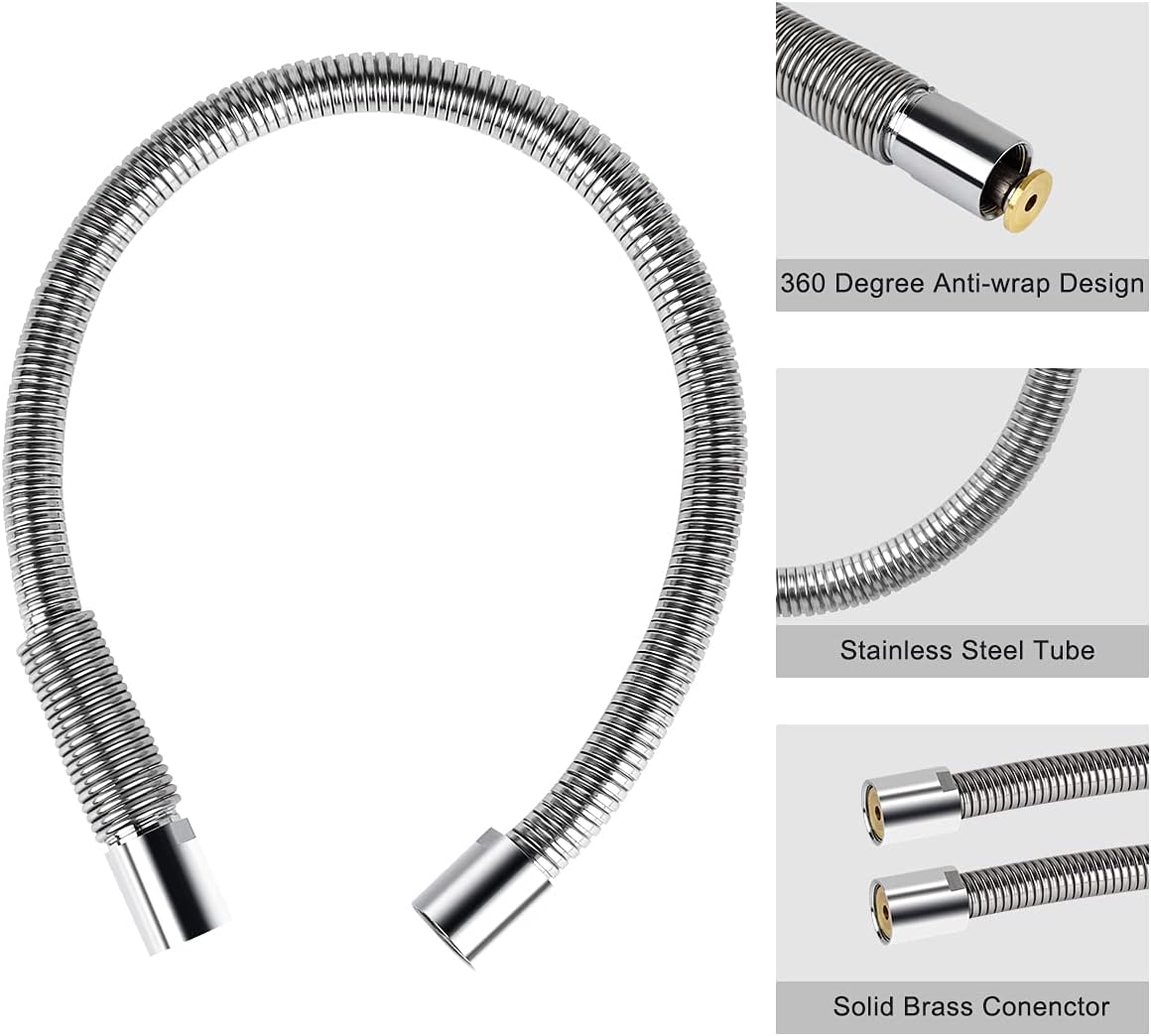 30 Inch Pre Rinse Faucet Hose, Stainless Commercial Pre Rinse Sprayer Hose for Commercial Kitchen Sink Faucet, 1.42 GPM Commercial Kitchen Dish Spray Hose Replacement Kit