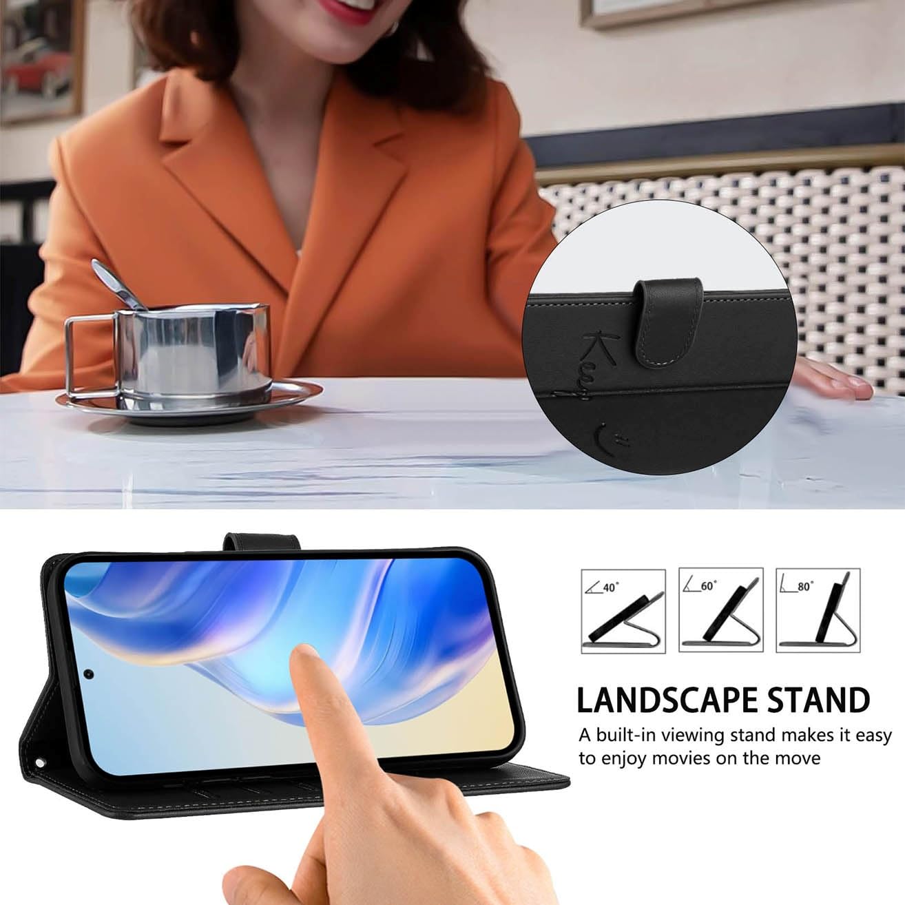 Étui Portefeuille Cuir PU Pour Honor 400 Lite 5G - Fermoir Magnétique, Fentes Cartes, Fonction Support, Dragonne Amovible - Vert
