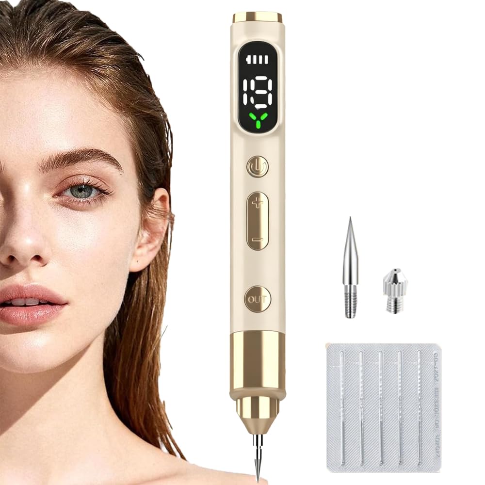 Dissolvant Traitement Verrues Plasma, Électrique Removal Pen avec 19 Niveaux Réglables et Spot LED pour Taches de Rousseur Taches Foncées Tatouages Verrues