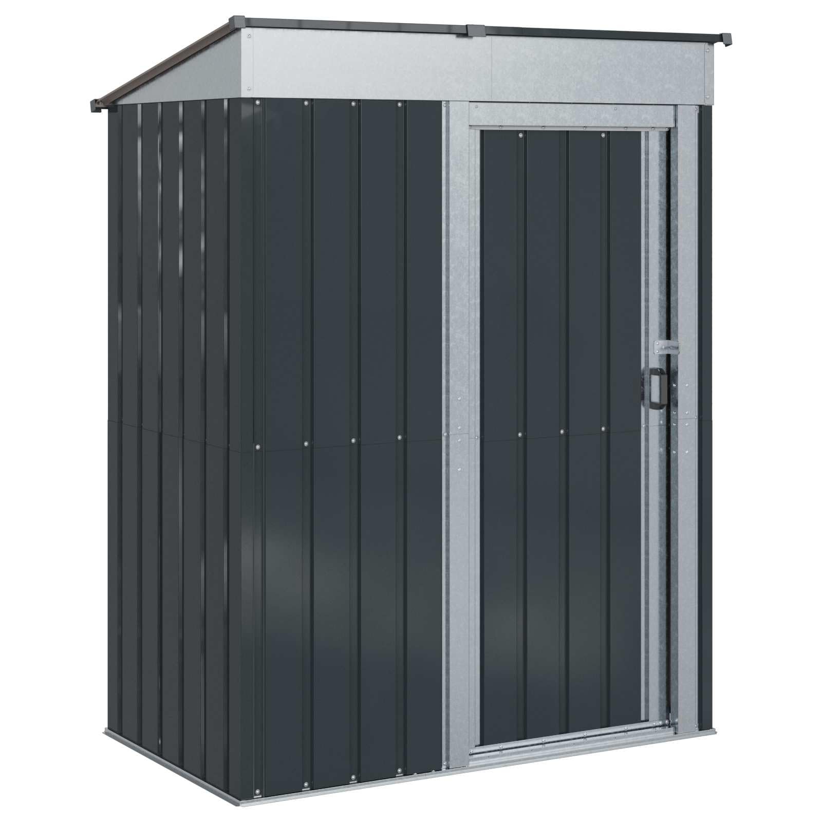 IKAYAA Cobertizo de Jardín Exterior 137 x 81 x 180 cm Caseta de Jardín Exterior Metálica Armario Exterior para Almacenamiento de Herramientas para Patio Terraza Antracita