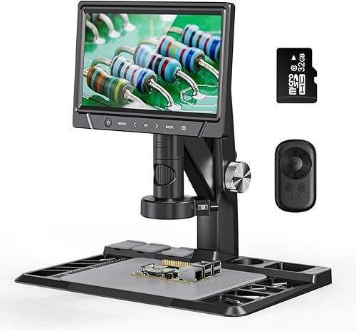 Microscopio digital de 10 pulgadas, microscopio de soldadura para reparación electrónica, microscopio de monedas USB, lupa de monedas con luz y