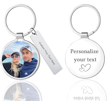 Custom Keychain With Picture Double Sided Design Heart Steel Bar for Gift