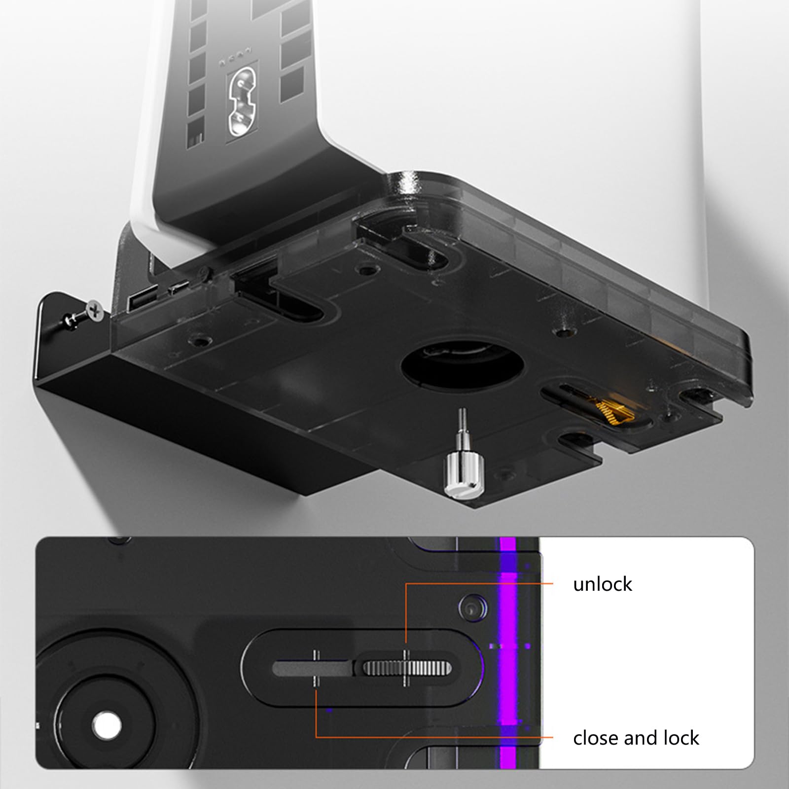 Staffa portaoggetti da parete per console di gioco, staffa salvaspazio con staffa per controller e luce