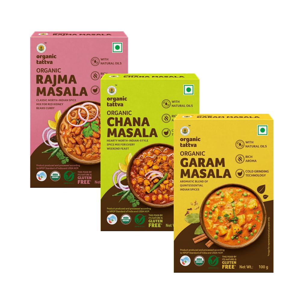 Organic Tattva, North-Indian Masala Combo (Rajma Masala, Chana Masala & Garam Masala) - 300 Gram | Rich in Flavour, Dry Roasted | Authentic and Aromatic Spice Blend (B09FSKSFC4) Amazon Price History, Amazon Price Tracker