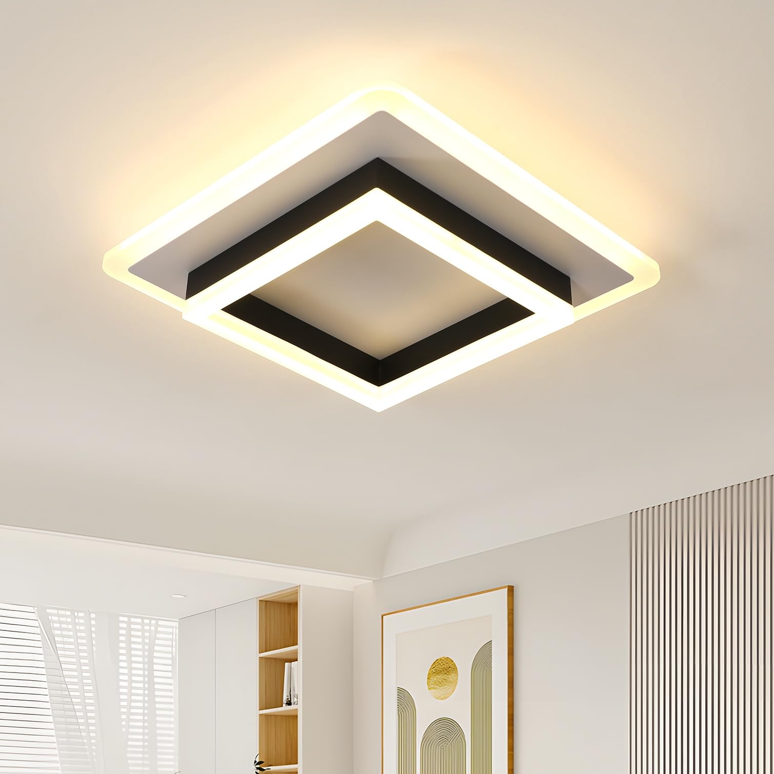 Homefire Plafondlamp led-plafondlamp keuken - 2er moderne keukenlamp 24 W 4000 K woonkamerlamp design hallamp neutraal wit slaapkamerlamp hal plafondverlichting wit voor kinderkamer slaapkamer