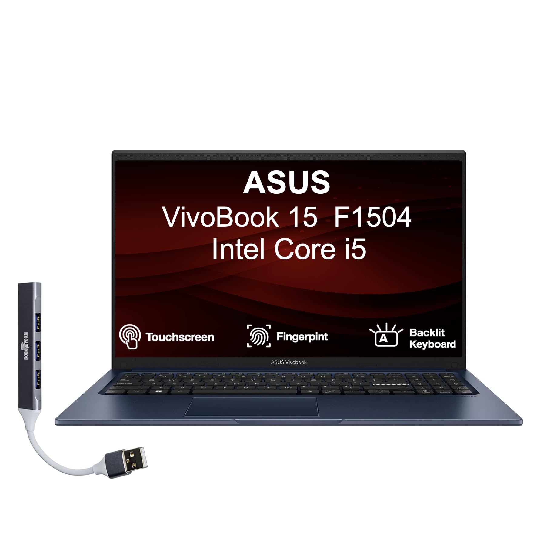 ASUS VivoBook 15 Business Laptop 15.6" Touchscreen IPS FHD Display (Intel i5-1334U, 24GB DDR4, 1TB PCIe SSD, Intel Iris Xe, Backlit KB, Fingerprint, Webcam, Win 11 Pro) w/Dockztorm Hub