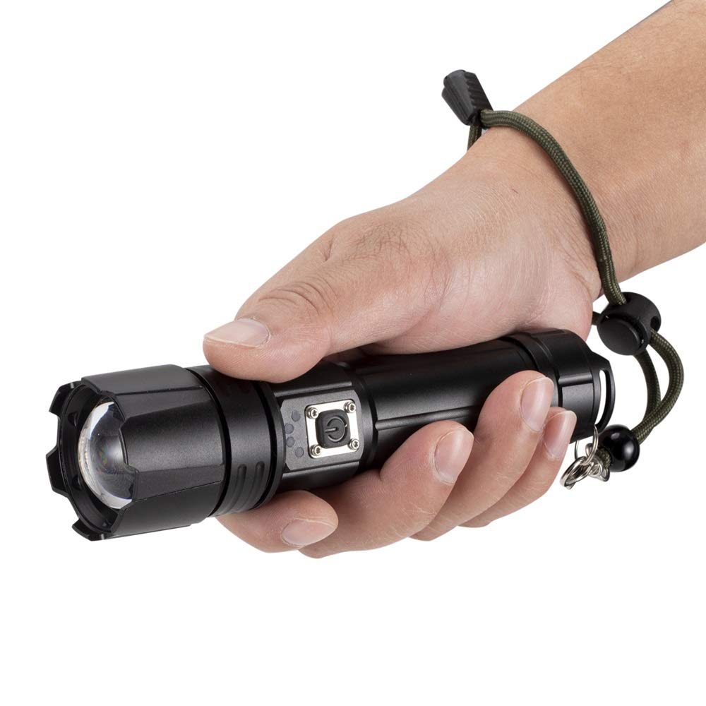 Alonefire H38 Tactische LED Zaklamp Extreem helder USB oplaadbare Zoomable Waterdicht Krachtig met laadindicator, batterij inbegrepen, uitgangsfunctie voor outdoor jacht politie overleving militaire