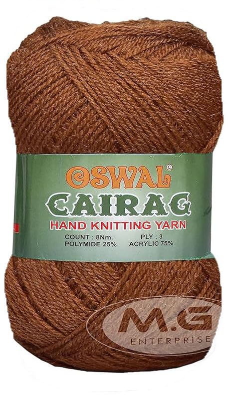 Image of M.G ENTERPRISE Os wal Chirag Chocalate Brown (600 gm) Wool Ball Hand Knitting Wool /Art Craft Soft Fingering Crochet Hook Yarn, Needle Knitting Yarn Thread dye MNOPP