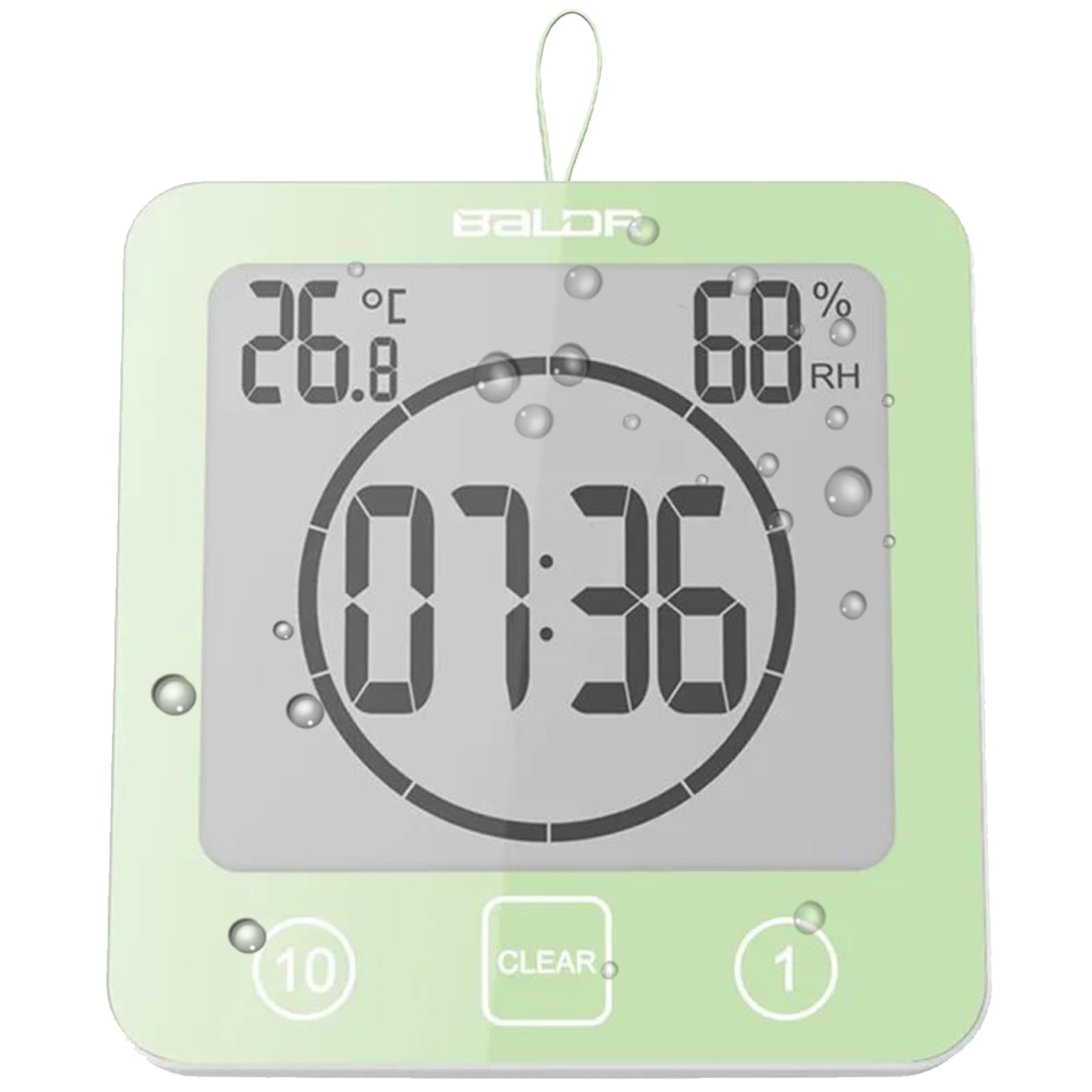 Waterproof Bathroom Wall Clock Shower Timer, Digital Large Visual Countdown Alarm Clock with Temperature Humidity