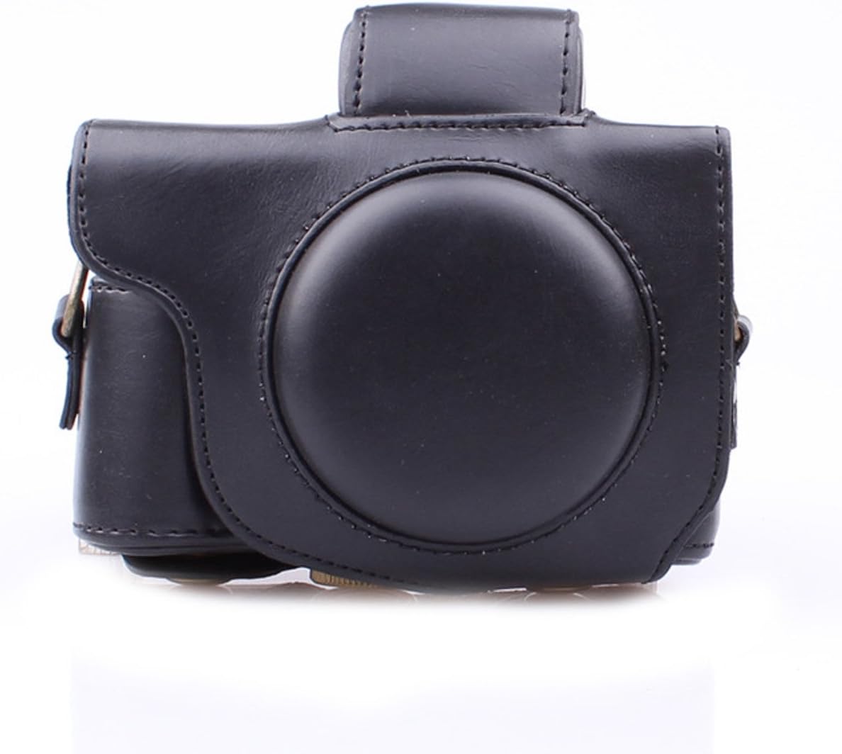 JUNIPA Detachable Camera Leather Case Protective Bag for Canon PowerShot G5X - Black
