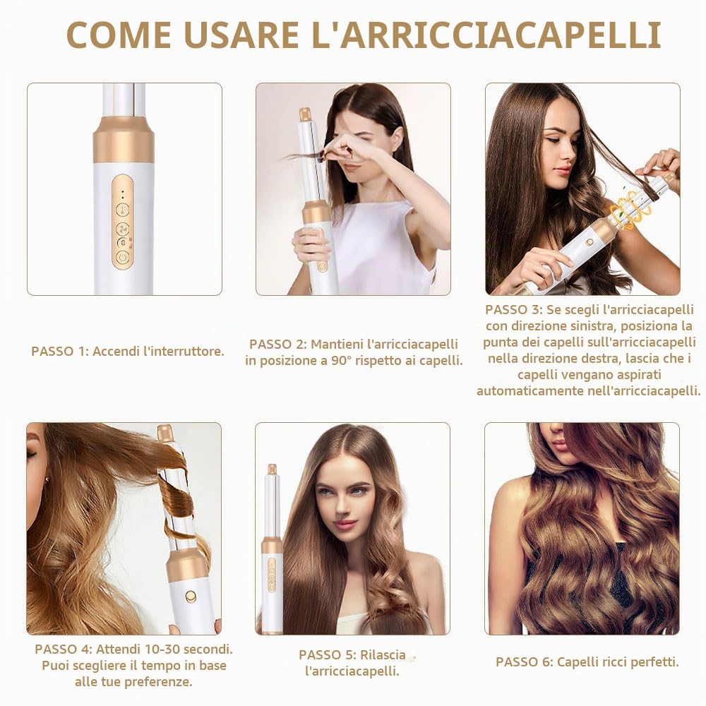 Asciuga Capelli 7 In 1, Air Styler Con Spazzola Asciugacapelli, Lisciante, Diffusore, Ugello Per Lo Styling, 110000 Giri/Min Phon Per Lisciare, Volume e Styling