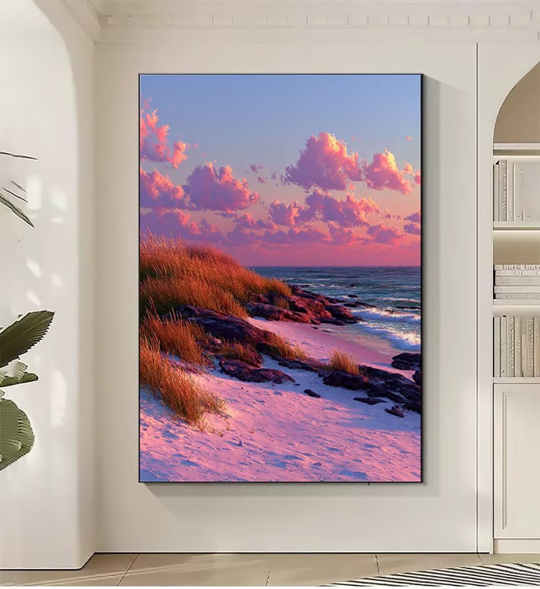Landschaft Strand Malen Nach Zahlen Erwachsene, Paint by Numbers Adult Anfänger Kreativ Set für, Heimwerk Malen Nach Zahlen Kinder, Pinsel und 36 Acrylfarbe Als, Deko Wohnzimmer 60 x 80 cm BJHWK114