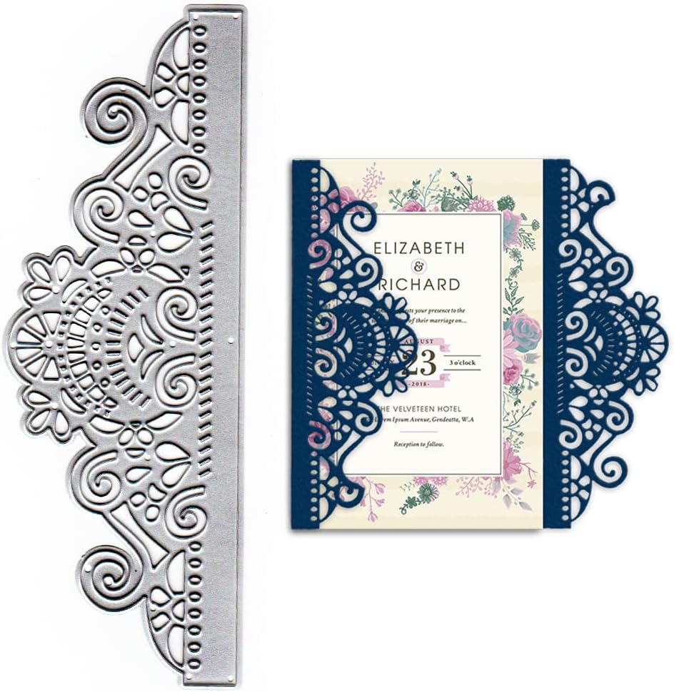 Metal Flower Frame Cutting Dies for Card Making, Rectangle Border Frame Die Cuts Flower Embossing Stencils Template Mould for Card Scrapbooking and DIY Craft Album Paper Card Decor