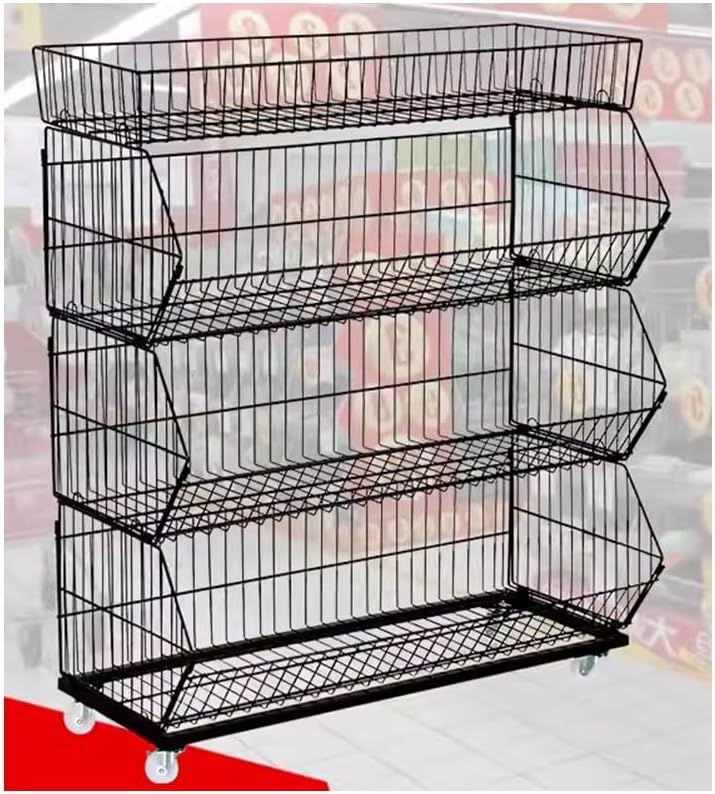 Commercial Supermarket Shelf, Drinks/Small Food/Toys Display Rack with Wheels, Convenience Store/Pharmacy Floorstanding Display Stand (Color : White, Size : 90x45x80cm)