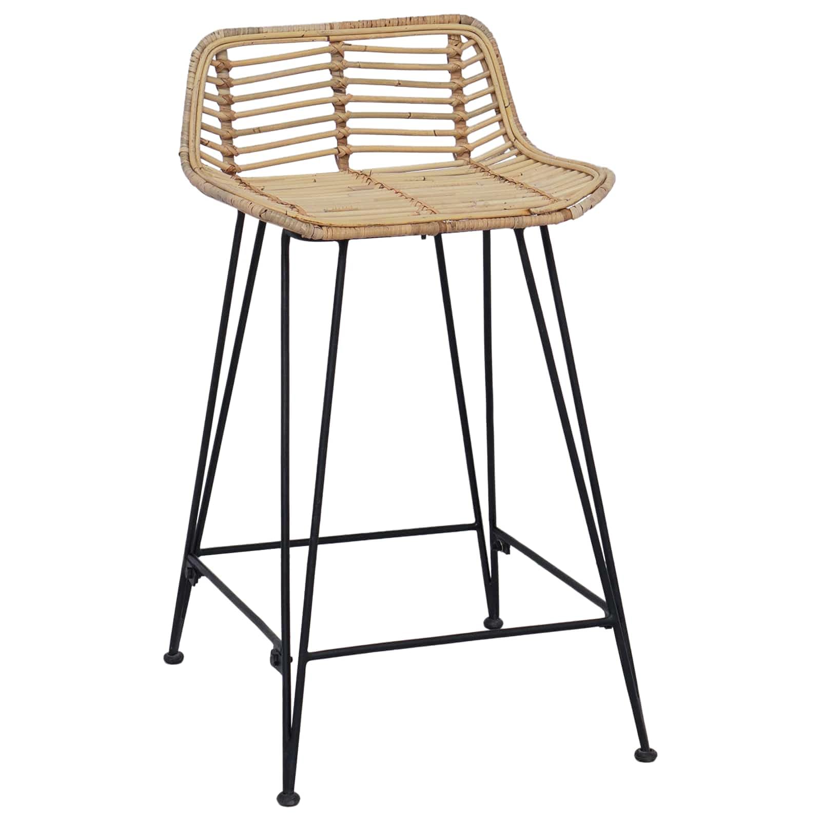 Taburete de Bar 2 uds 44x45x76 cm Ratán y Acero
