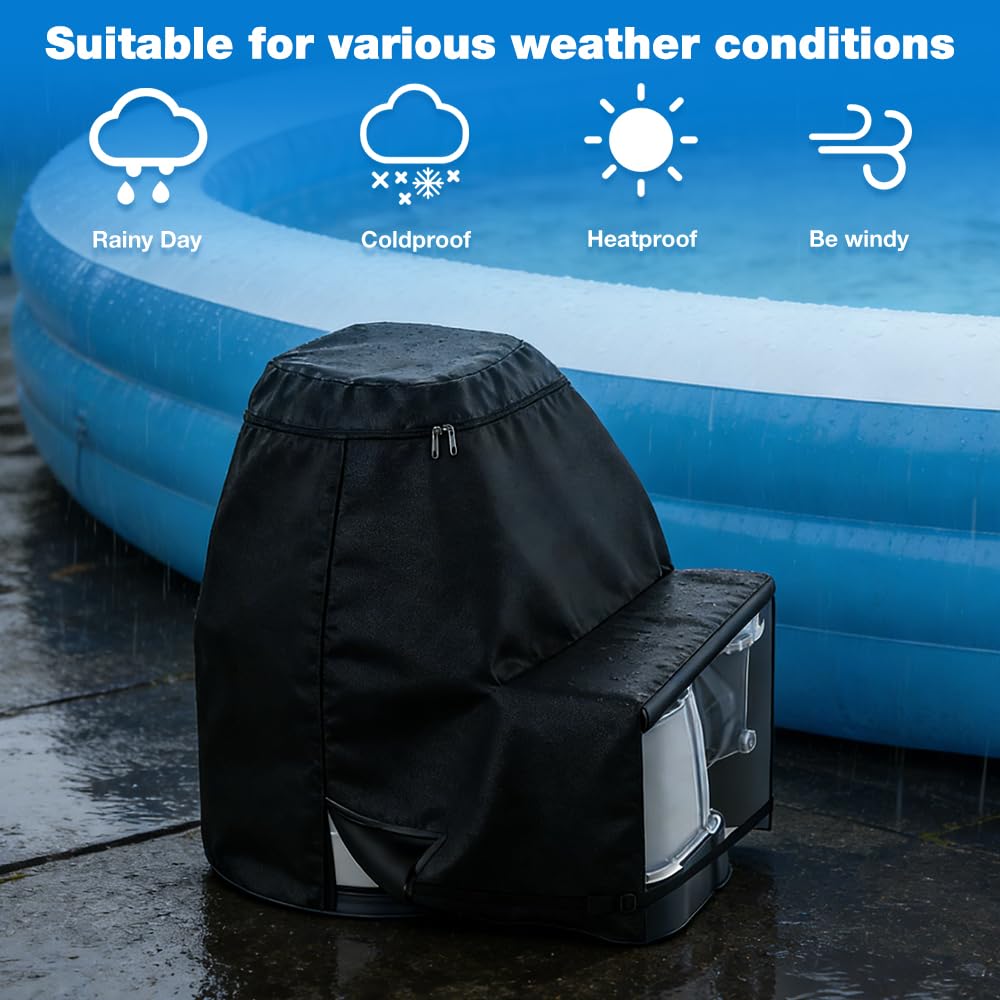 Poolpumpe Abdeckung, 600D Oxford Pumpenhäuschen für Poolpumpe mit Aufbewahrungstasche und Verstellbare Träger, Abdeckung für Poolpumpe, Whirlpool Pumpenabdeckung für Mehrere Marken(B)