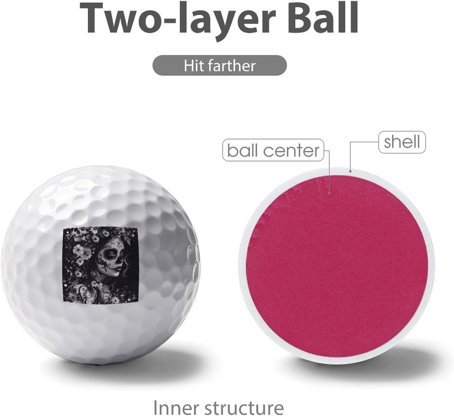Day of The Dead Floral Women Skull Practice Golf Ball Distance and Speed Gifts for Men Women Golfers