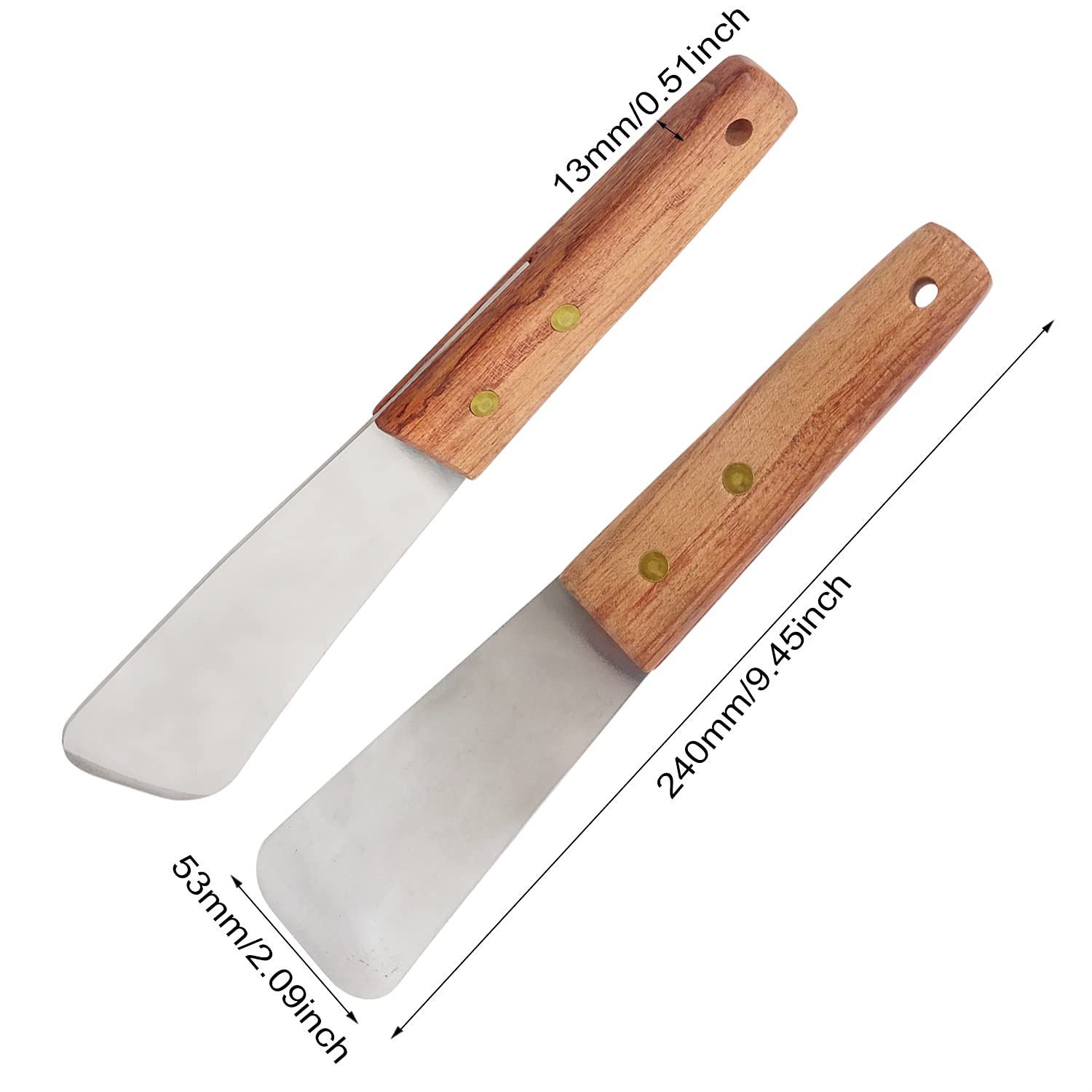 1 cucharada de acero inoxidable para helados, pala plana para pastelería, cortador de mantequilla, postre con mango de madera, utensilio de cocina para cocinar en el hogar (9.45 pulgadas) 2