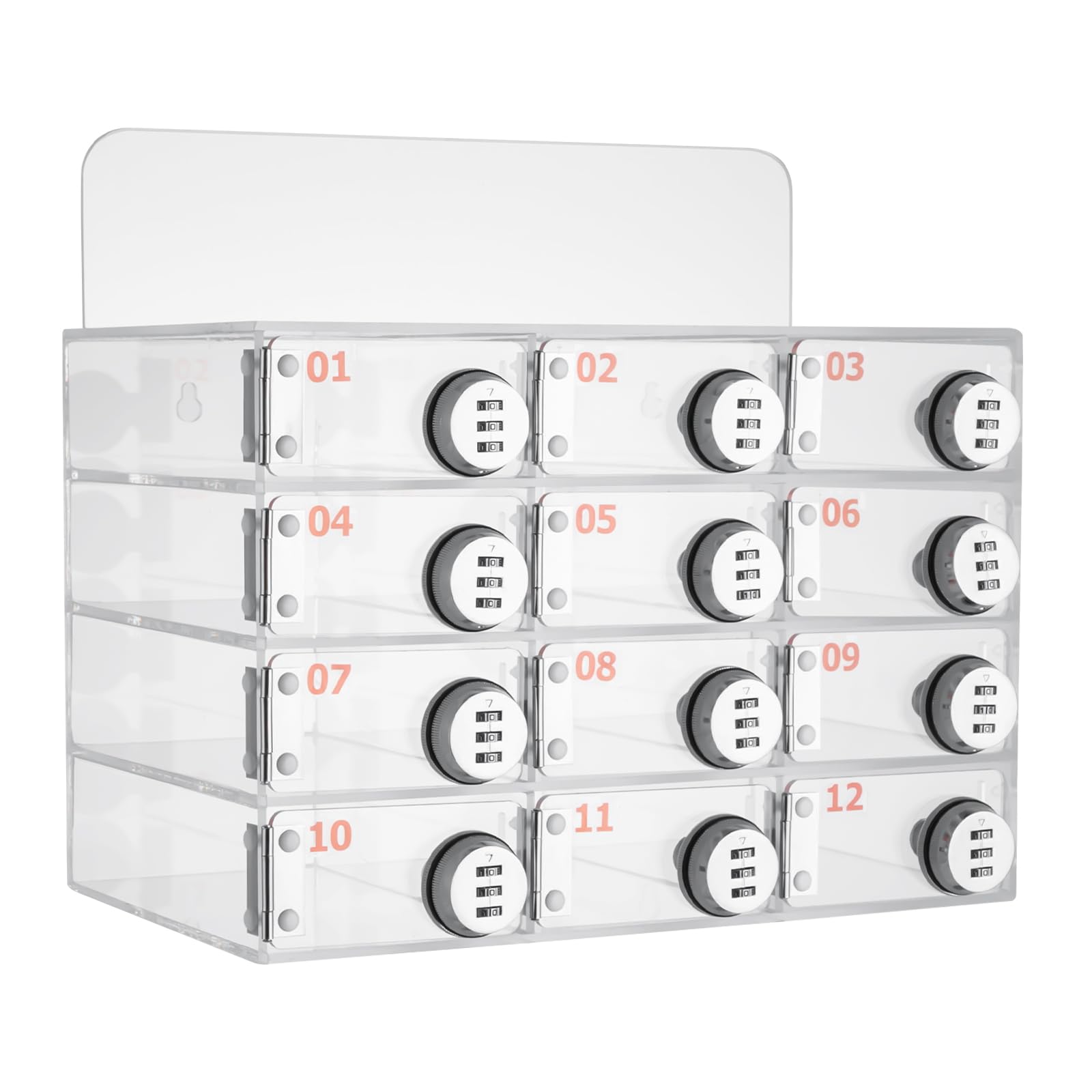 Armoire de téléphone en acrylique à 12 cases pour écoles et bureaux avec serrure