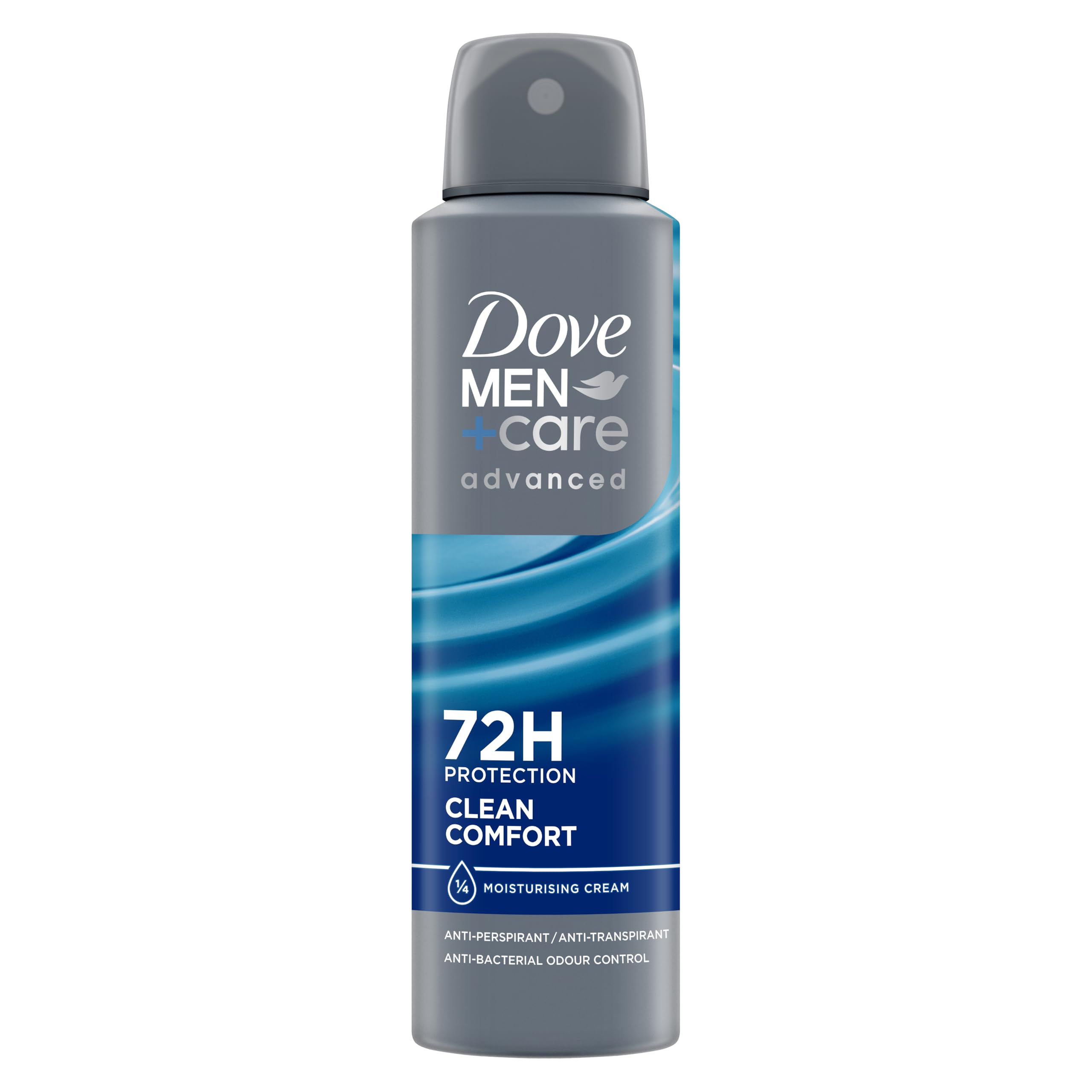 Dove Men+Care Advanced Clean Comfort Anti-Perspirant Aerosol Deodorant Spray with Anti-Odour technology & ¼ moisturising cream for 72 hour protection against sweat and odour 6x 150 ml