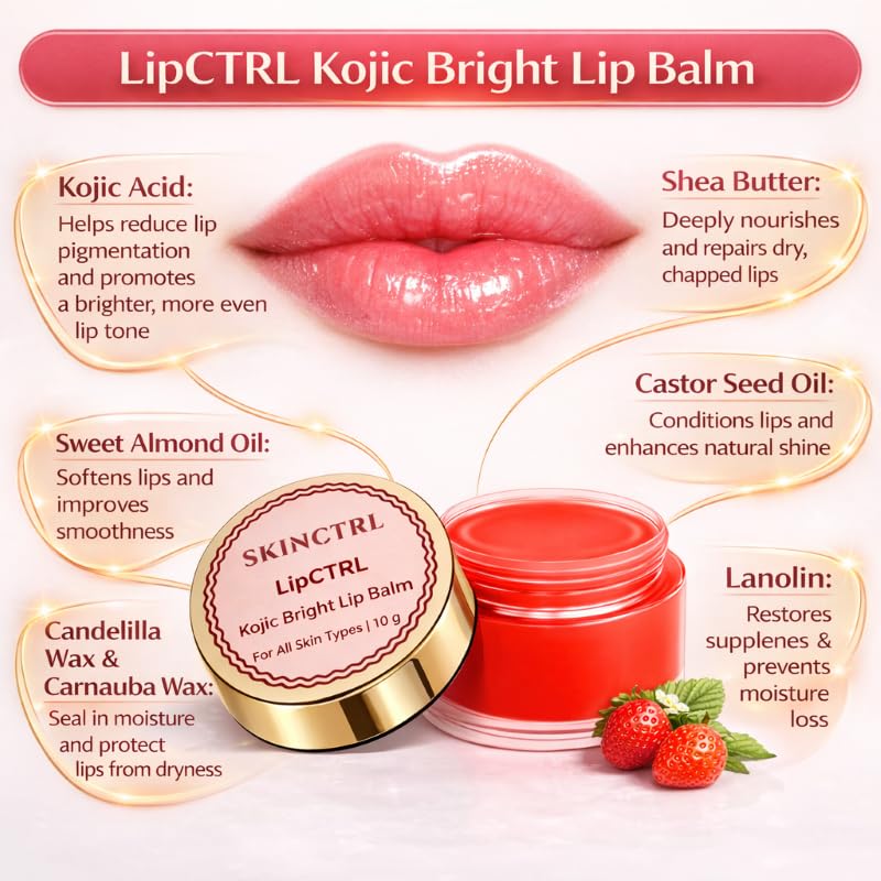 Image of LipCTRL Kojic Bright Lip Balm with Kojic Acid, Shea Butter, for All Skin Types, 10 g
