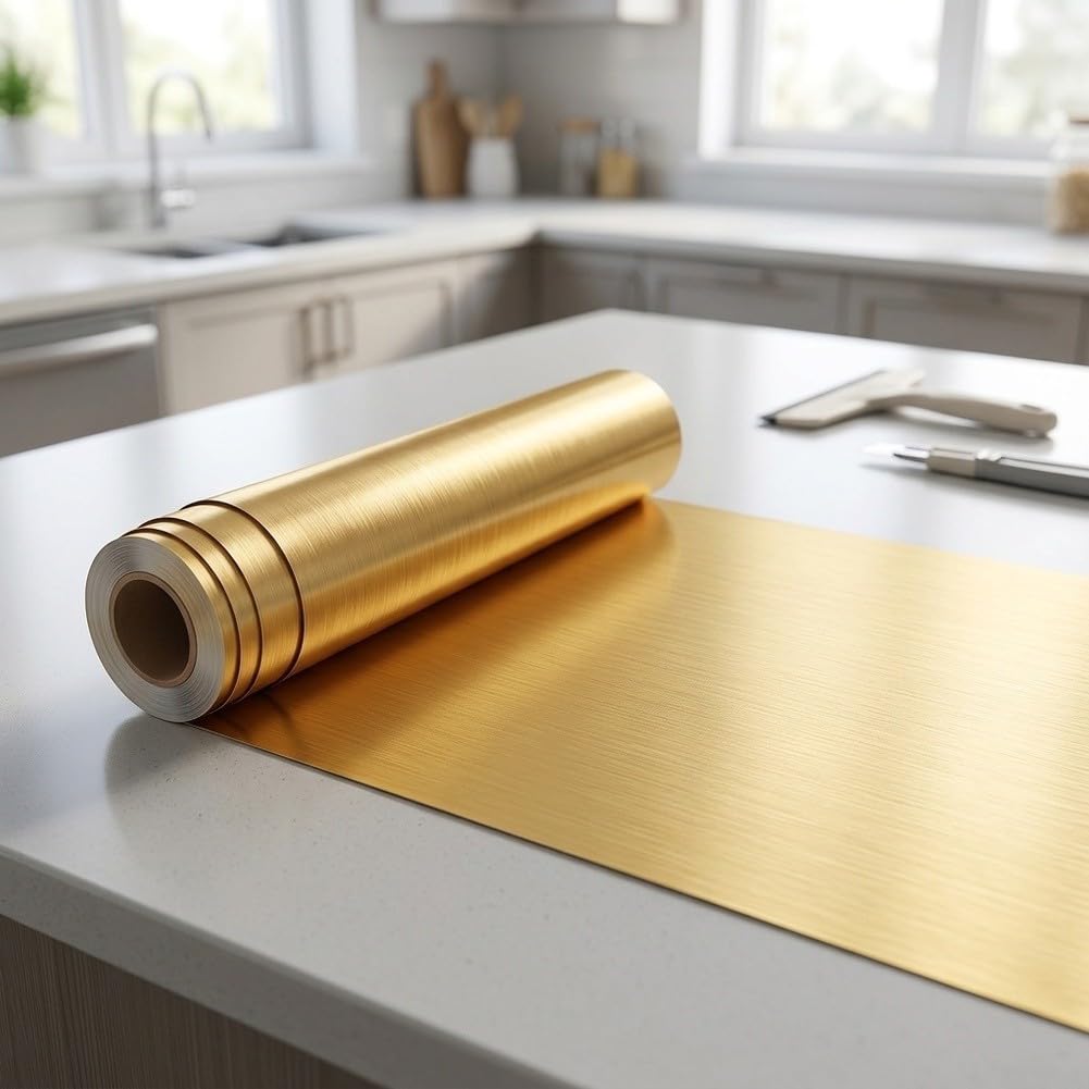4er Set Möbelfolie Gold 60x300cm Wasserdicht(Gold)