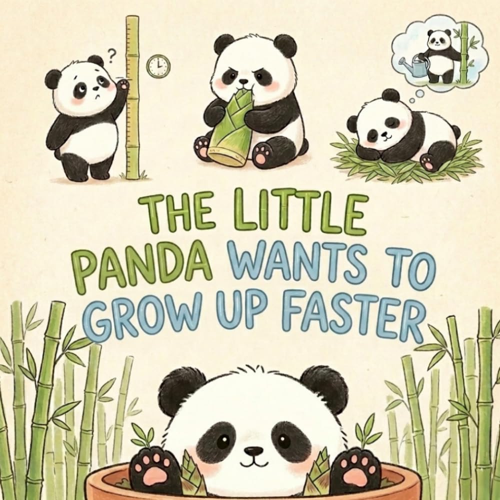 The little panda wants to grow up faster