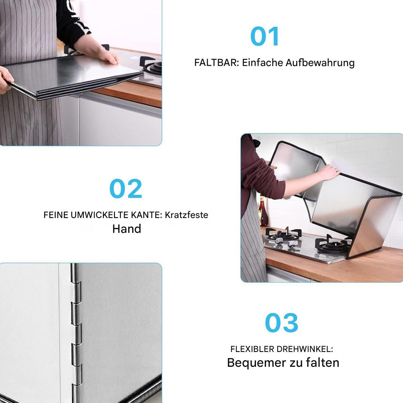 Generisch Protección contra salpicaduras de para placa y freidora | Protección contra salpicaduras plegable para aislamiento térmico de grasa cocina sartén utensilios de cocina