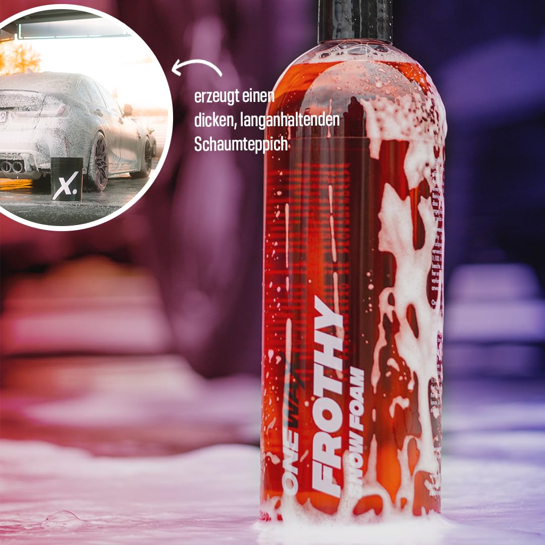 Frothy Premium Snow Foam 750ml Schaumstarkes Auto Shampoo pH neutral - hohe Reinigungskraft - Stark Schäumend - Erdbeer Duft (1 STK) (5 Liter Kanister)