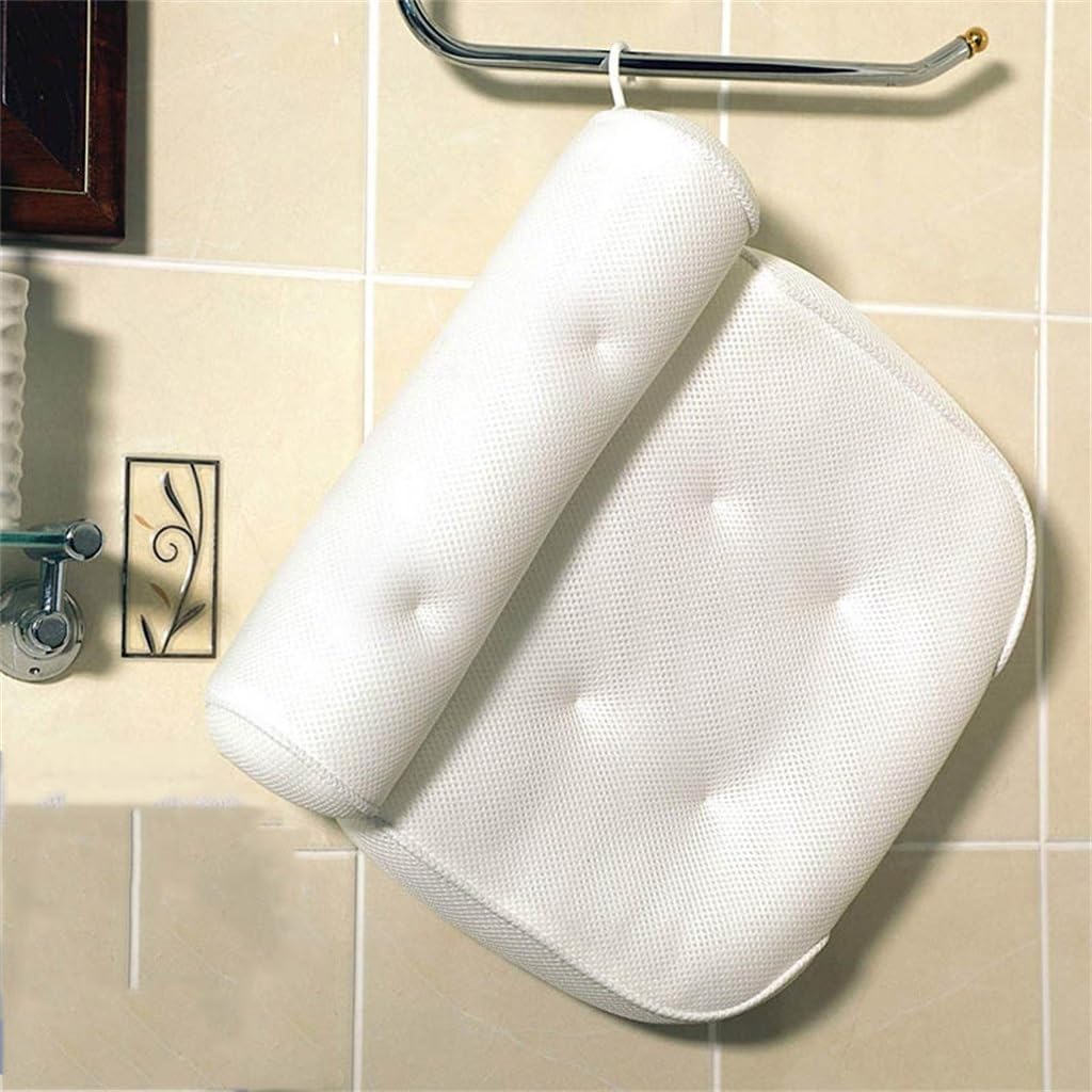 Bathroom Suction Cup Bathtub Pillow Spa 3D Mesh Machine Washable