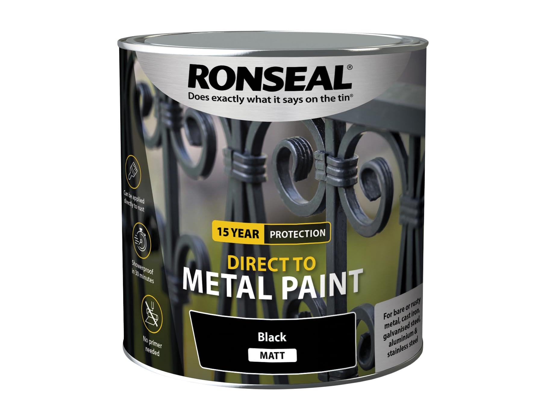 Ronseal Direct To Metal Paint Black Matt 2.5L - 39214