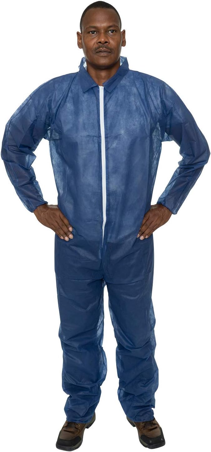 International Enviroguard Disposable Ultra Lightweight Coveralls, Blue (Size XL, Case Of 25)