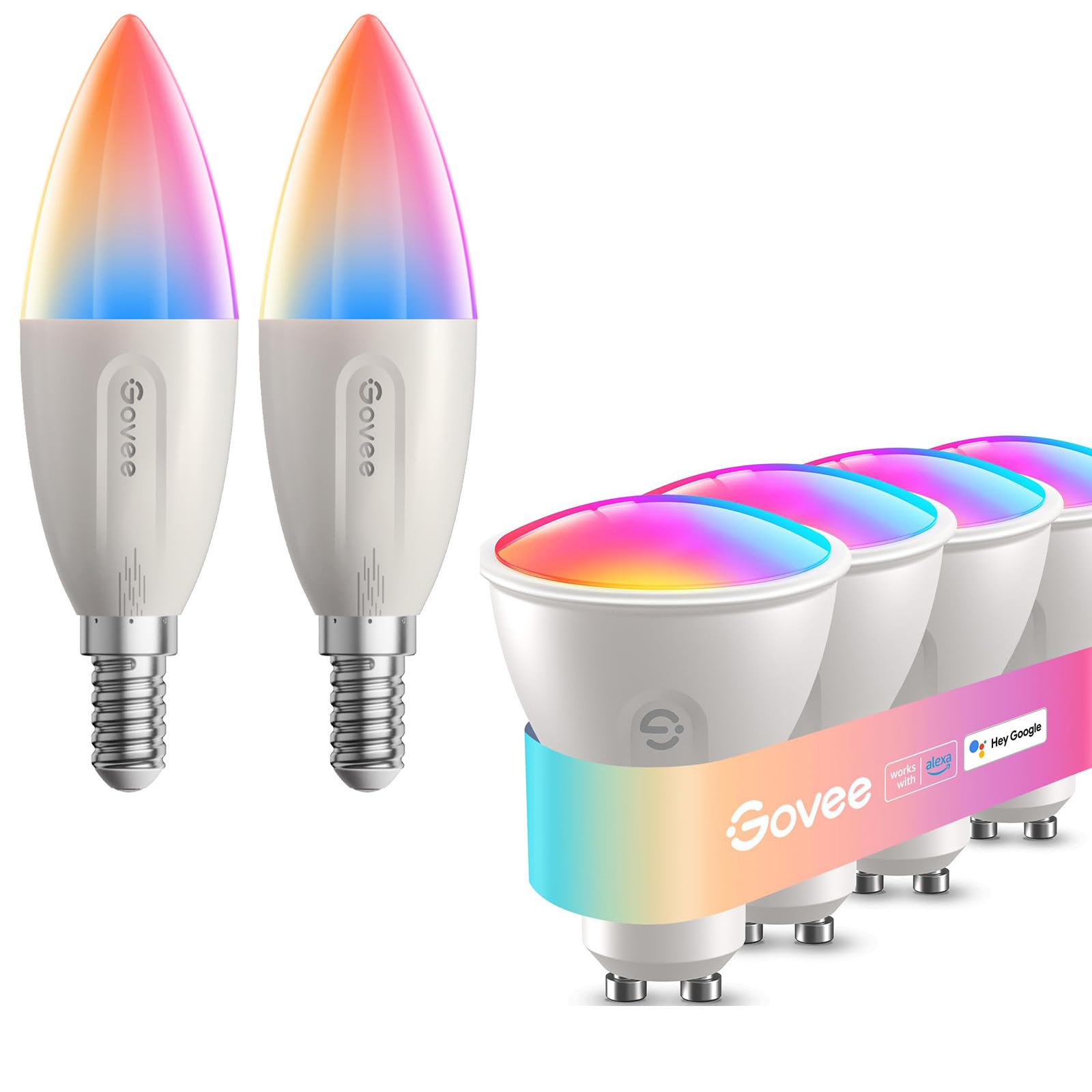 Govee GU10 und E14 Smart LED Glühbirnen Combo mit Matter, Alexa und Google Assistant, RGBWW dimmbar