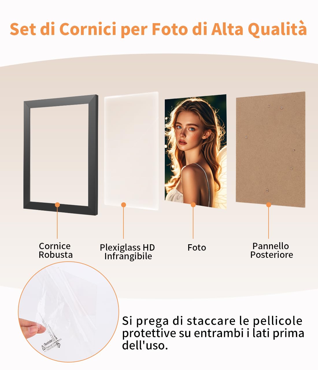 Set di 8 Cornice Foto 10x15 cm (4x6 Pollici) per Decorazione - Nero