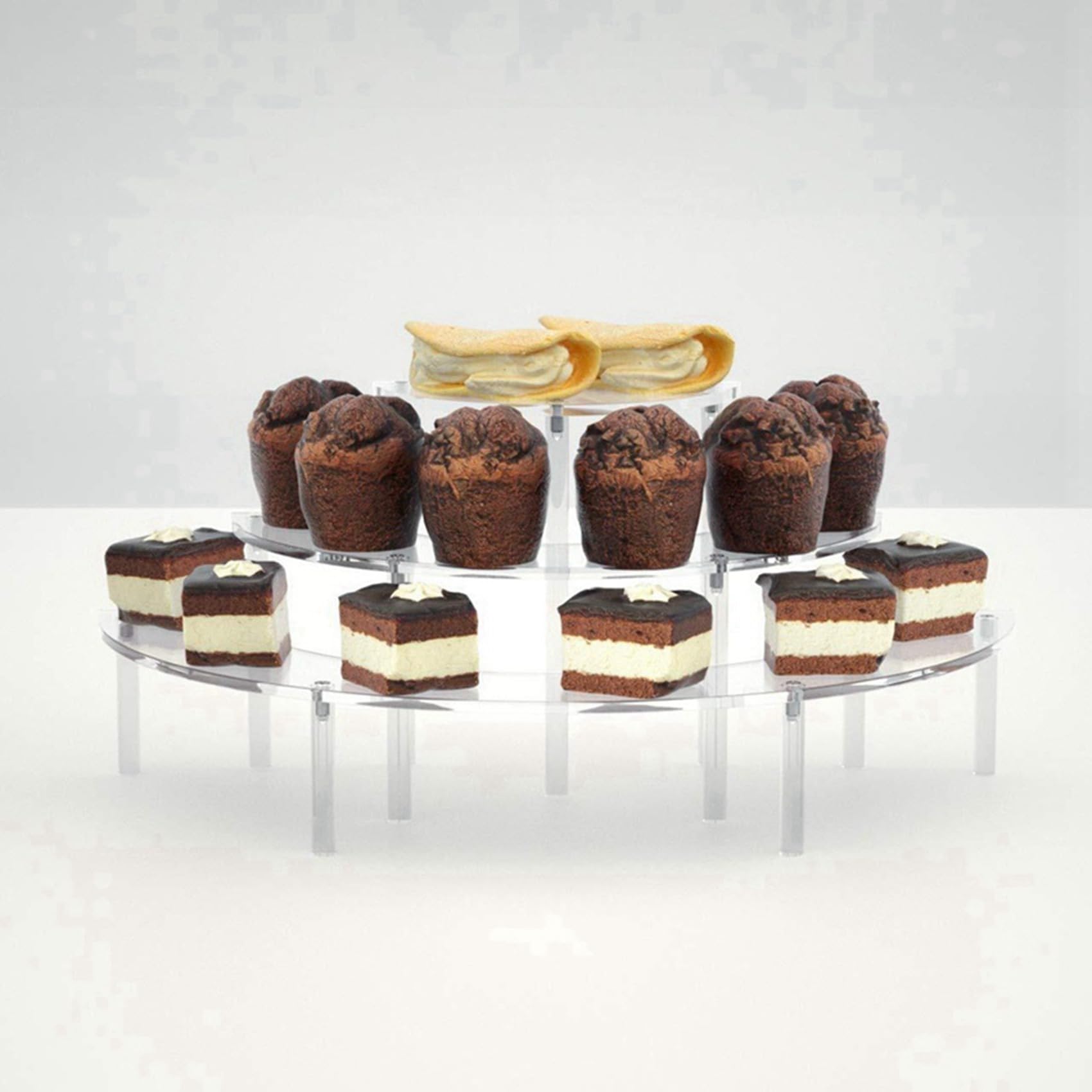 4 X Trasparente Rimovibile Torta Acrilica Esposizione Stand per Partito Rotonda Torte Porta Stampi Back Stampi Matrimonio Compleanno Decorazione