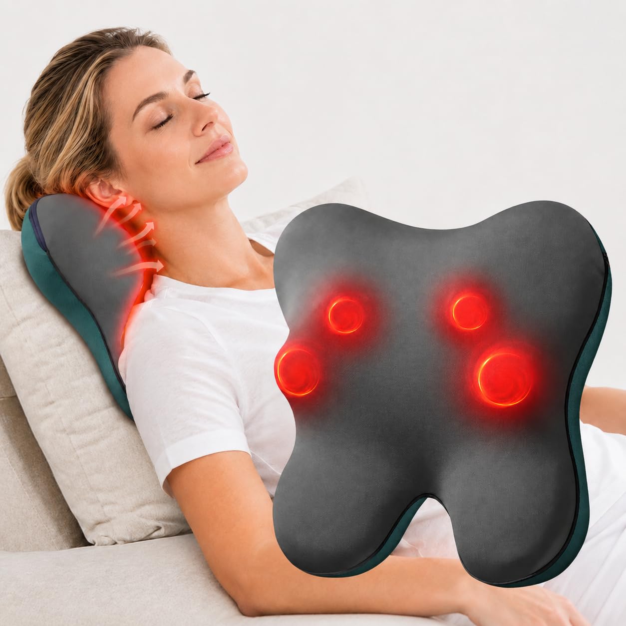 BOB AND BRAD Nackenmassagegerät mit Wärme, EZBack Netzbetriebenes Rückenmassagegerät, Elektrisches Shiatsu Massagegerät, 3D Knet Massagekissen für Nacken, Rücken, Beine, Geschenke für Männer Frauen