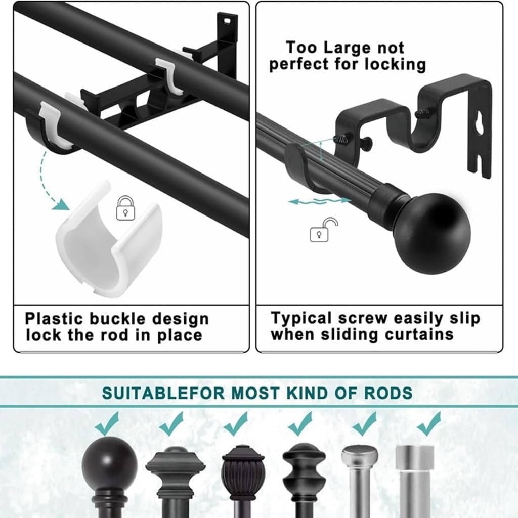 Curtain Rod Bracket,Heavy Duty Curtain Rod Holder Window Hardware Rod Holders
