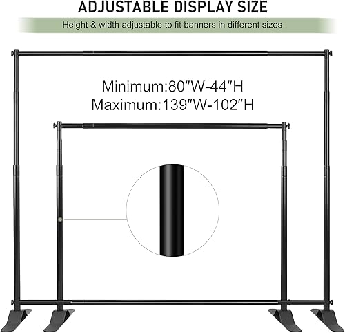 Miniatura 4 de Soporte de fondo grueso resistente de 5 x 7 a 8 x 10 pies, soporte profesional de fondo de fotografía de pasos y repetición, altura ajustable para