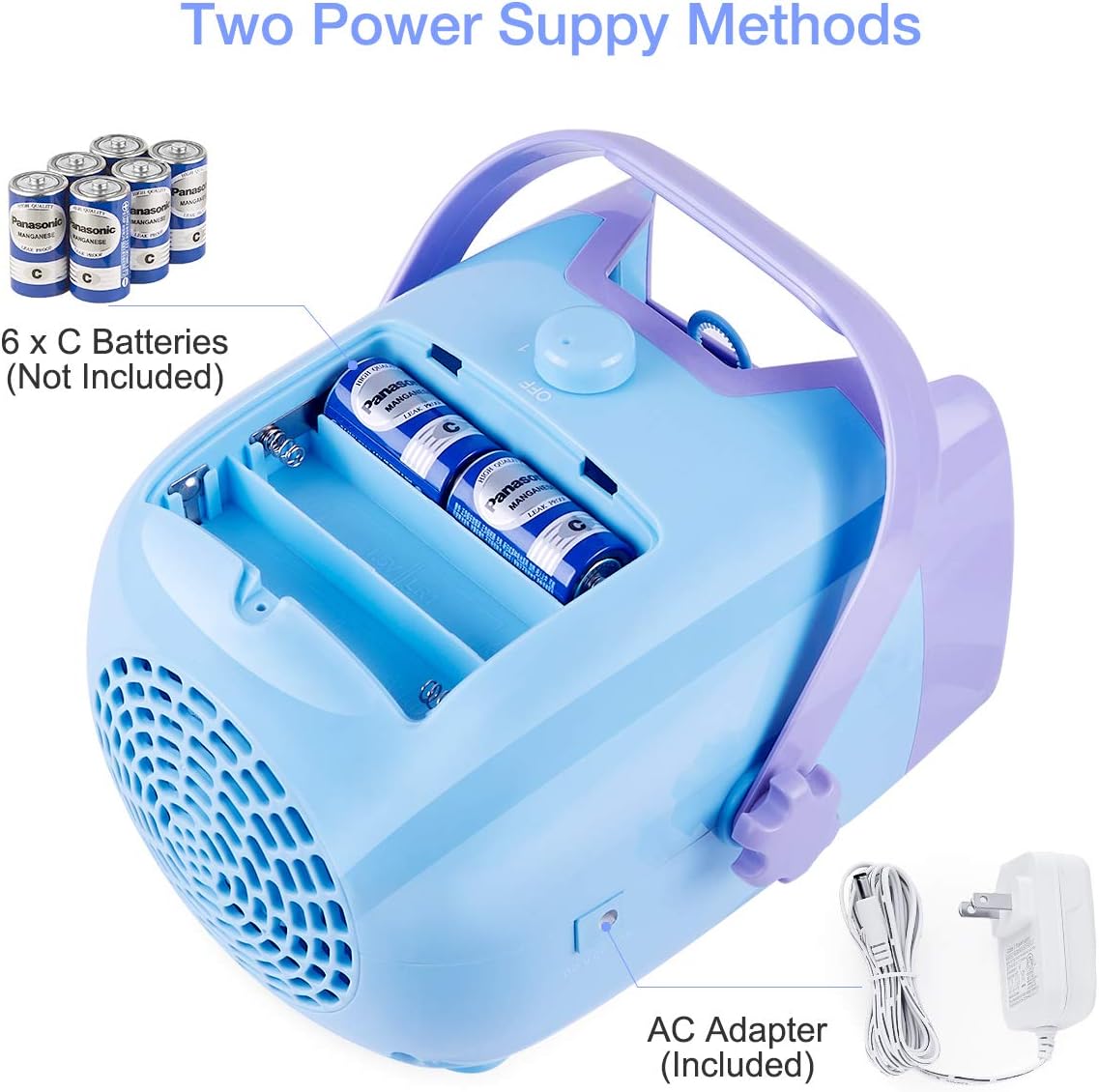 KINDIARY Bubble Machine, Automatic Bubble Blower, Portable Bubble Maker for Kids Toddlers with 5000+ Bubbles/min, 2 Speeds, 12.8oz Capacity, Powered by Plug-in or Batteries for Indoor Outdoor Parties