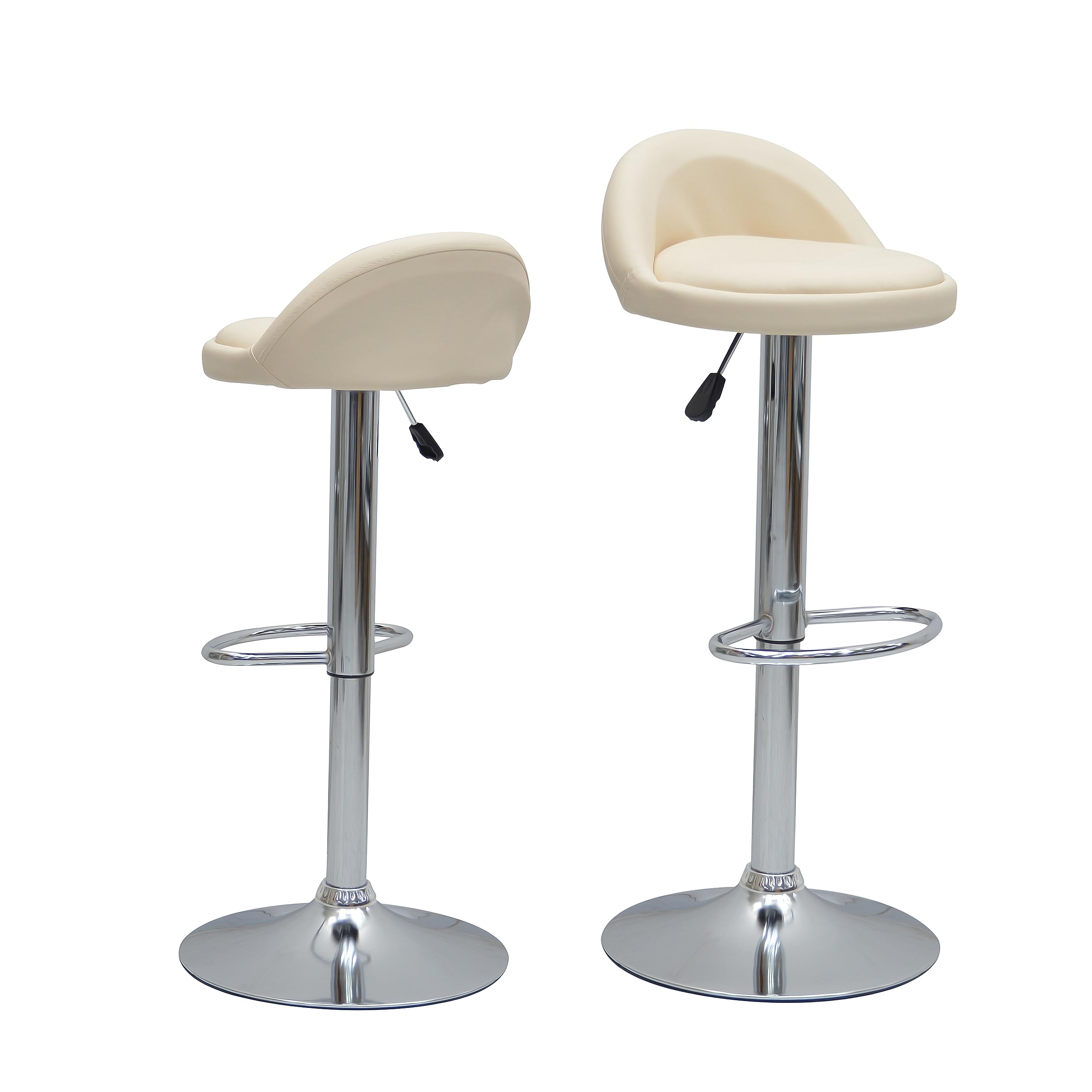 Bar stool MH-214 with Leather and Metal Base Adjustable Bar Chair For kitchen & Bar Counter, 360 Degree Rotating Seat (Off-white)
