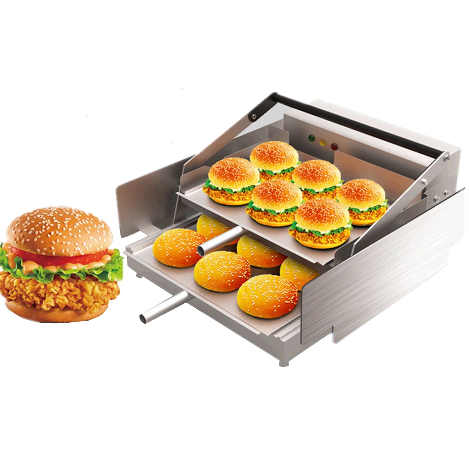 AYCDL Hamburger Bread Maker Heater with 50-300℃ Adjustable Temperature, Commercial Hamburger Bun Maker, for Home Kitchen Restaurant,1,2
