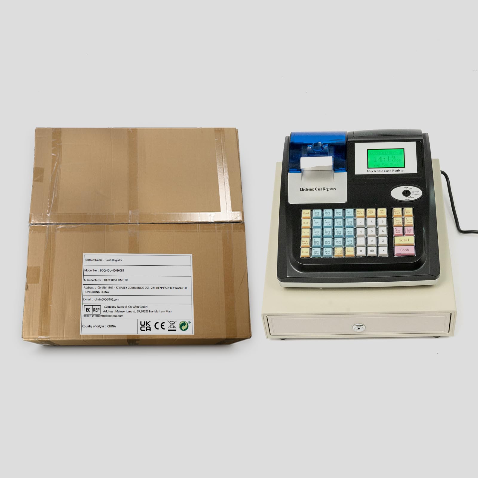 Caja registradora electrónica 35W 48 teclas POS sistema POS con doble pantalla y cajón caja registradora para pequeñas empresas, gastronomía minorista