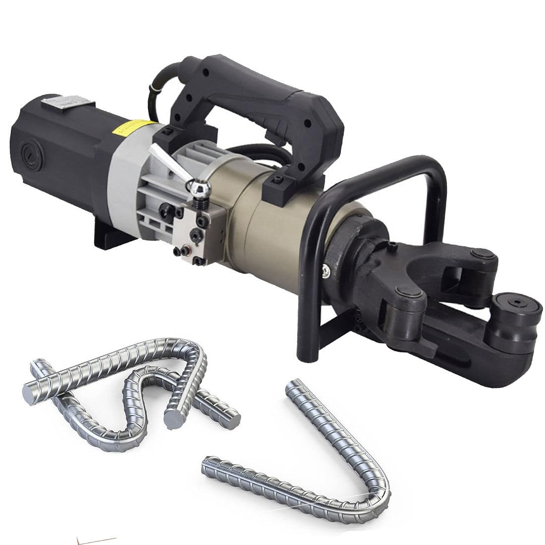 Piegatrice elettrica per tondo per cemento armato 1200 W, piegatrice idraulica portatile in acciaio per costruzione, curva barre in acciaio da 8-25 mm e aste a vite, ideale per officine e cantieri