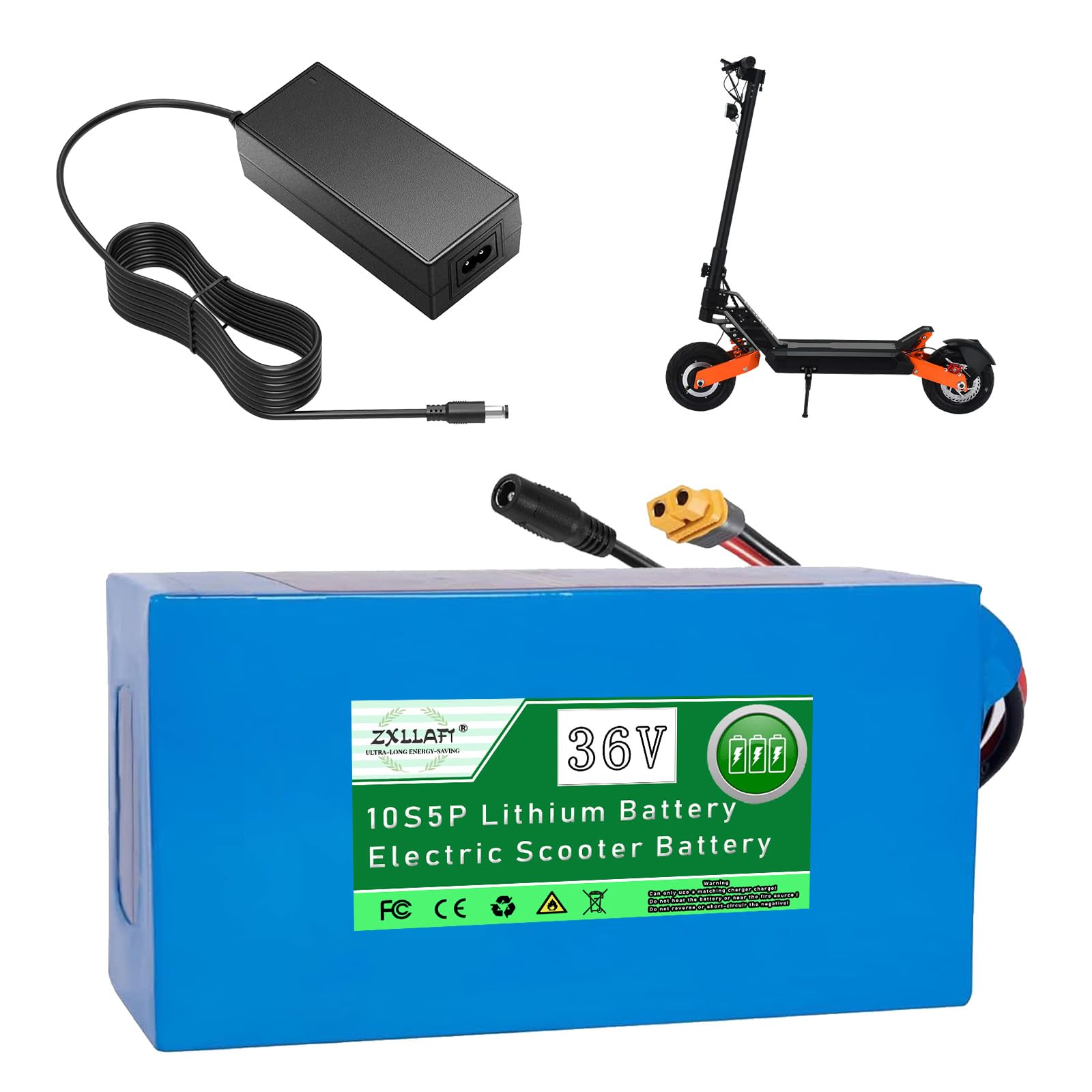 Batteria al Litio per Monopattino Elettrico 36V Batteria e-Bike 10S5P Batterie di Ricambio Batterie Ricaricabile Scheda di Protezione BMS Integrata con Caricabatterie