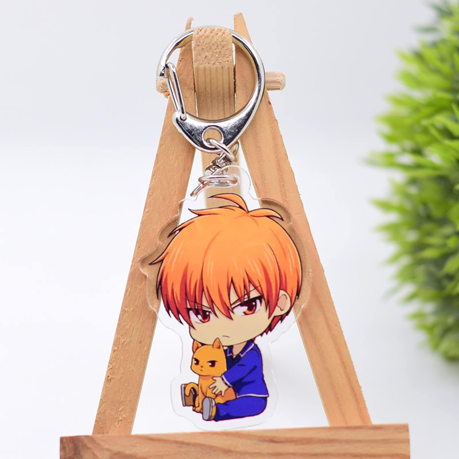 WOJING Fruits Basket Keychain Cute Double Sided Key Chain Pendant Acrylic Anime Accessories Cartoon Keyring