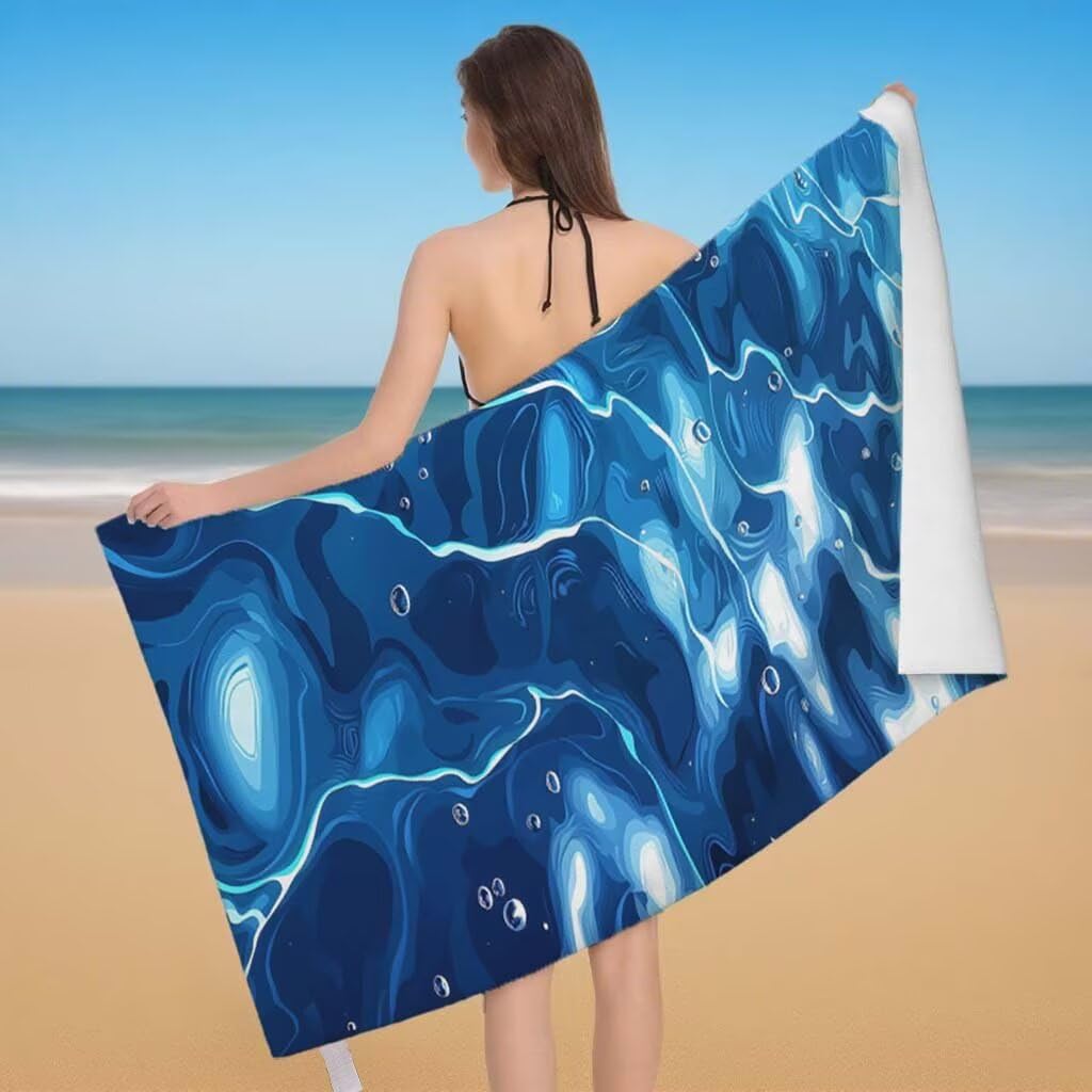 Telo Mare XXL 220x100cm/35x70cm, 2 Set Telo Mare Microfibra Marina Asciugamano Palestra Uomo, Antisabbia, Leggero, Asciugatura Rapida, Teli da Spiaggia Grandi Accessori per Camping Natation Yoga C-97