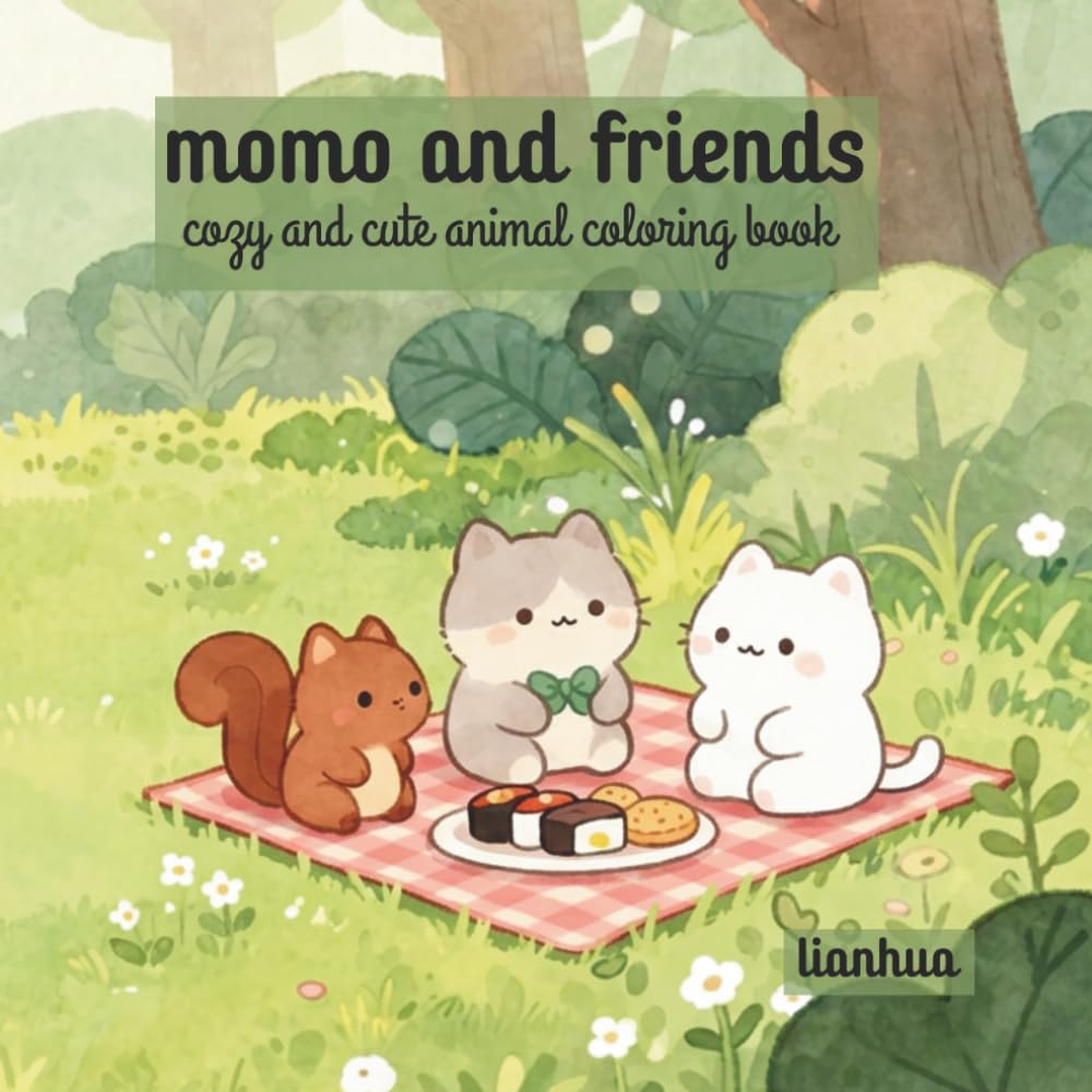 Momo and Friends: cozy and cute animal coloring book