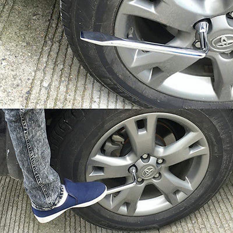 Sliver Tone Metal L Type 21mm Hexagon Hex Slotted End Socket Lug Wrench