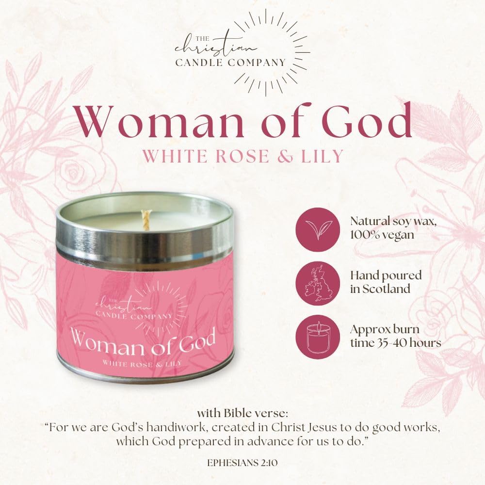 Woman of God - White Rose & Lily Scented Candle in A Tin