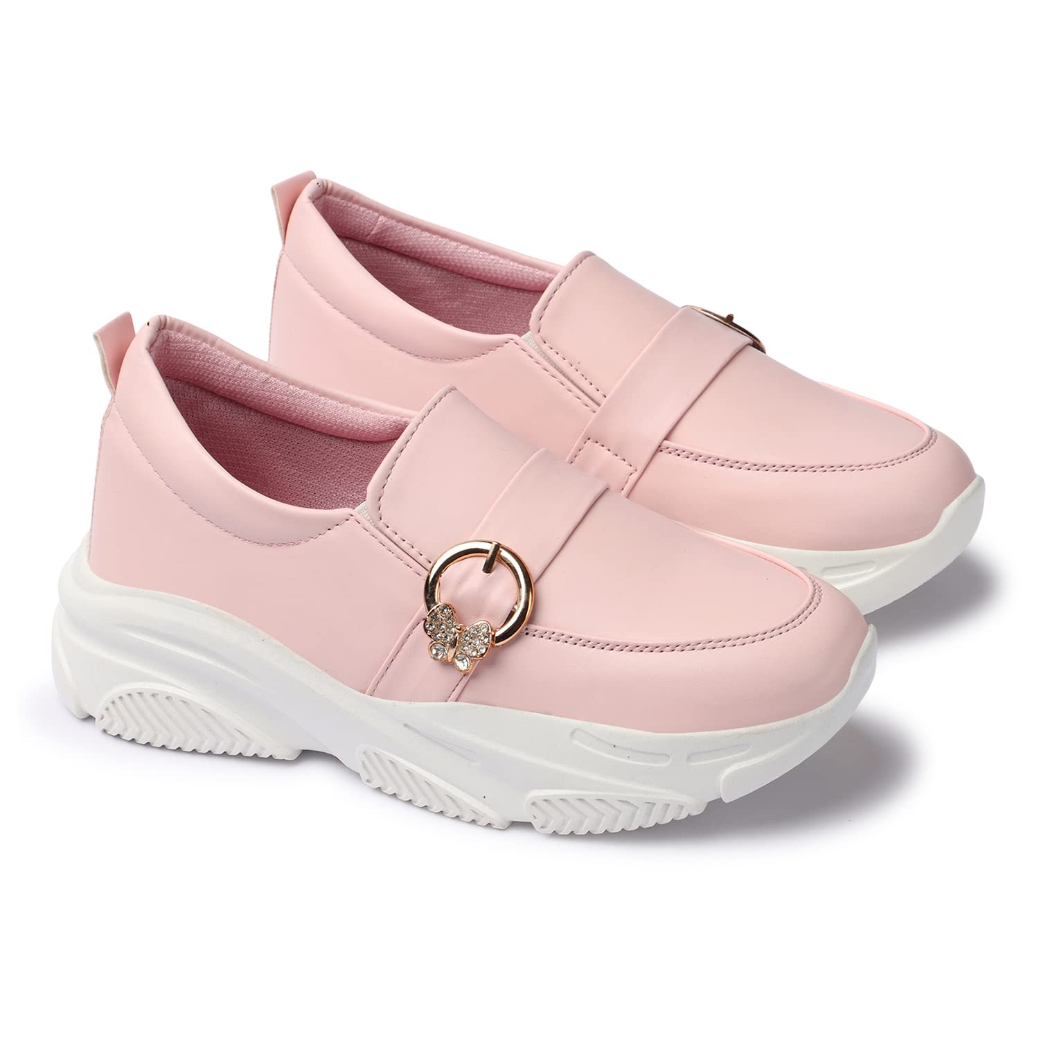 Women's Solid Shoes Without Lace Footweare (Pink Size 39, UK6)-image-47